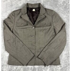 J‎ Crew Blazer Womens 12 Brown Wool Four Pocket Button Front Lined Office Career